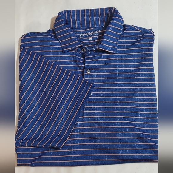 Bermuda Sands Other - Burmuda Sands Blue Striped Polo With Logo On Sleeve. Sz L